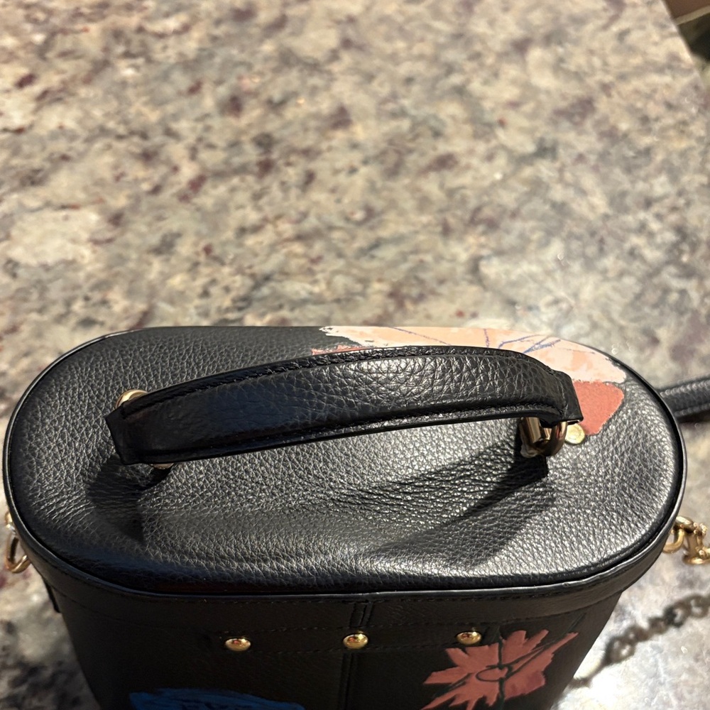 Basquiat Coach Black Crossbody Bag with Vibrant Floral Pattern - Picture 8 of 12